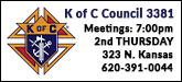 K of C Council 3381 Sponsorship Banner